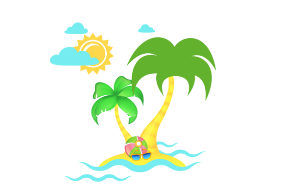Download Beach Illustration Coconut Trees - Illustration Collection