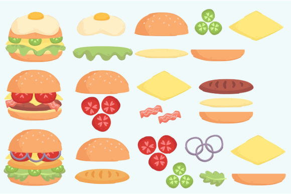 Download Burger Ingredient Illustration Set - Illustration Collection