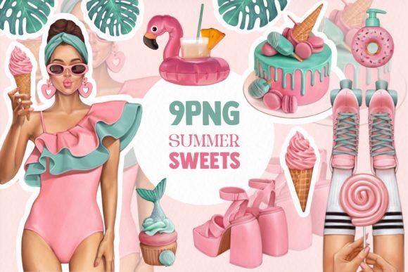 Download Pink Summer Sweets Png Illustr,stickers - Pink summer Collection