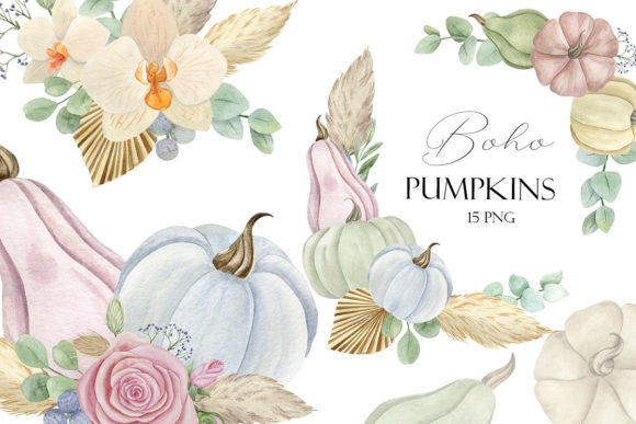 Download Pumpkin Clipart, Fall Boho Illustration - Illustration Collection