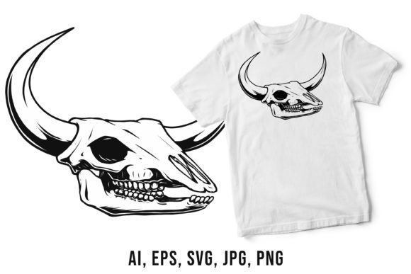 Download Bull Skull Vector Drawing Artwork - Vector Collection