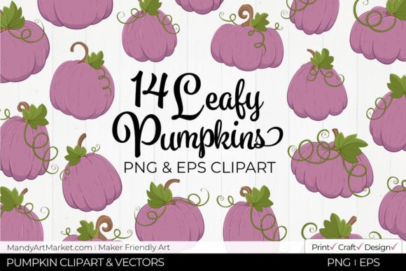 Download Leafy Pumpkins Clipart &amp; Vectors - Mauve - Vector Collection