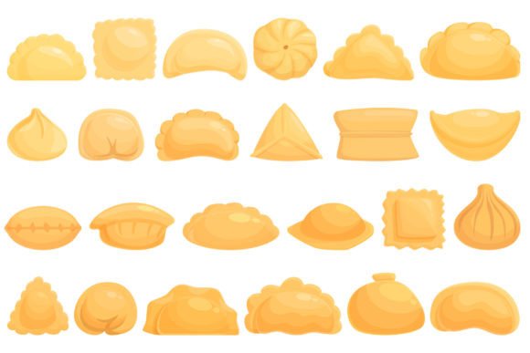 Download Dumplings Icons Set Cartoon Vector. - Vector Collection