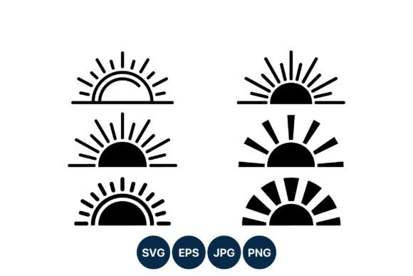 Download Sunrise Icon Set Black White Vector - Vector Collection
