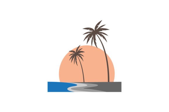 Download Illustration Beach and Coconut Trees Des - Illustration Collection