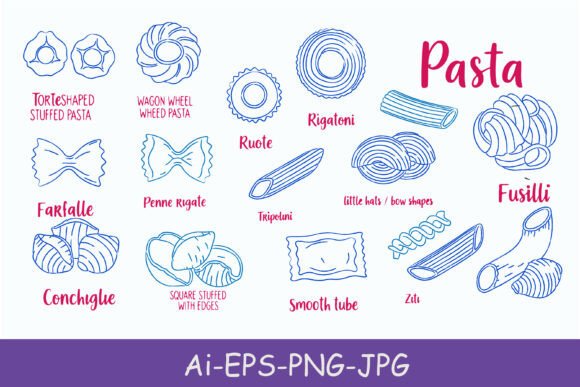 Download Hand-drawn Illustration of Italian Pasta - Illustration Collection